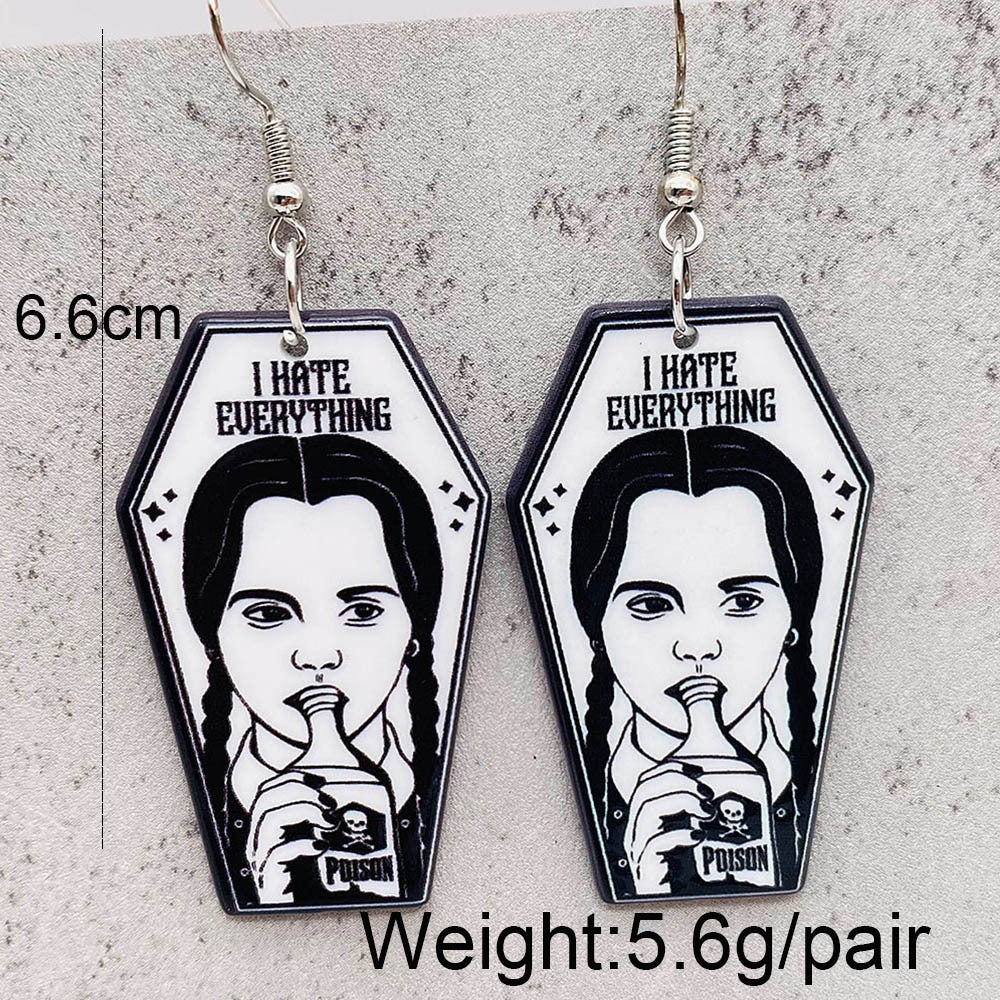Wholesale Heart Skull Acrylic Earrings